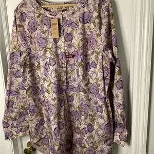 New Duluth Wrinkle Fighter Tunic Shirt Pink Purple Floral Women Size XXL